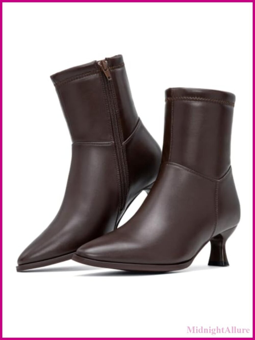 Kitten Heel Pointed Toe Ankle Boots Side Zip Dressy Booties